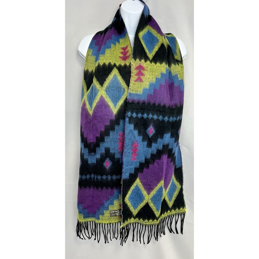 Softer Than Cashmere Scarfโ Azteca Print Neck Warmer 100% Acrylic 72"x12"